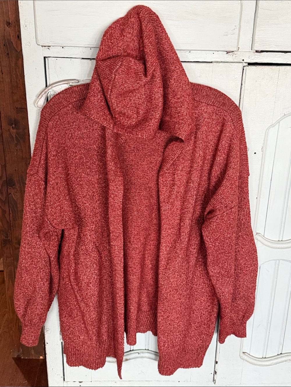 Maurices Soft Chunky Open Knit Cardigan in Heathered Rust